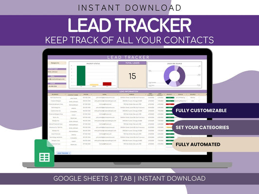 Lead Tracker Google Sheets CRM Template
