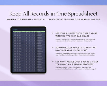 Bookkeeping Spreadsheet Profit & Loss Tracker
