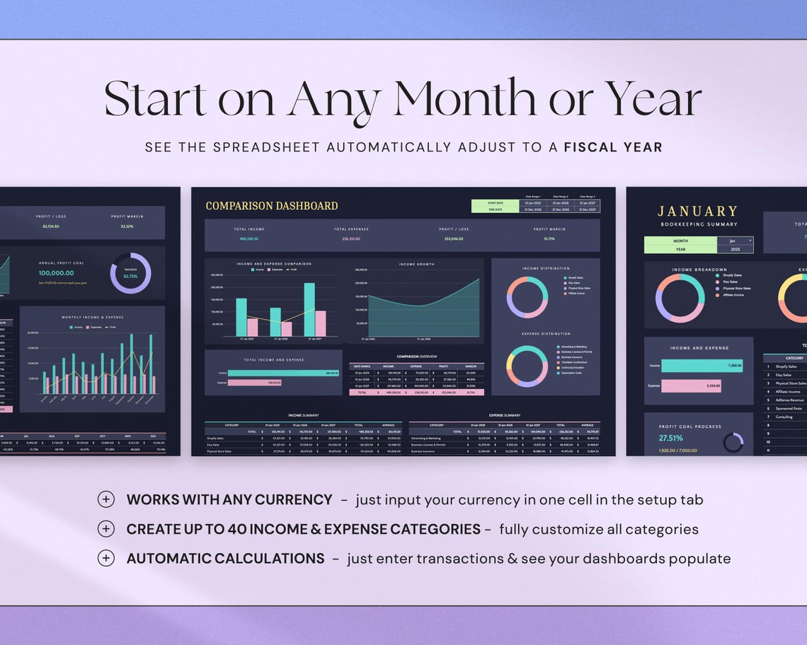 Bookkeeping Spreadsheet Profit & Loss Tracker