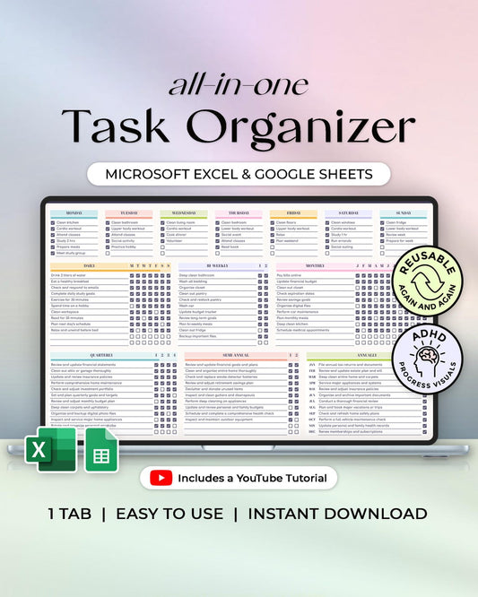 All-in-One Task Organizer Spreadsheet