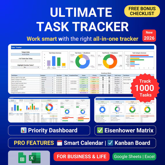 Task Tracker Google Sheets & Excel Planner