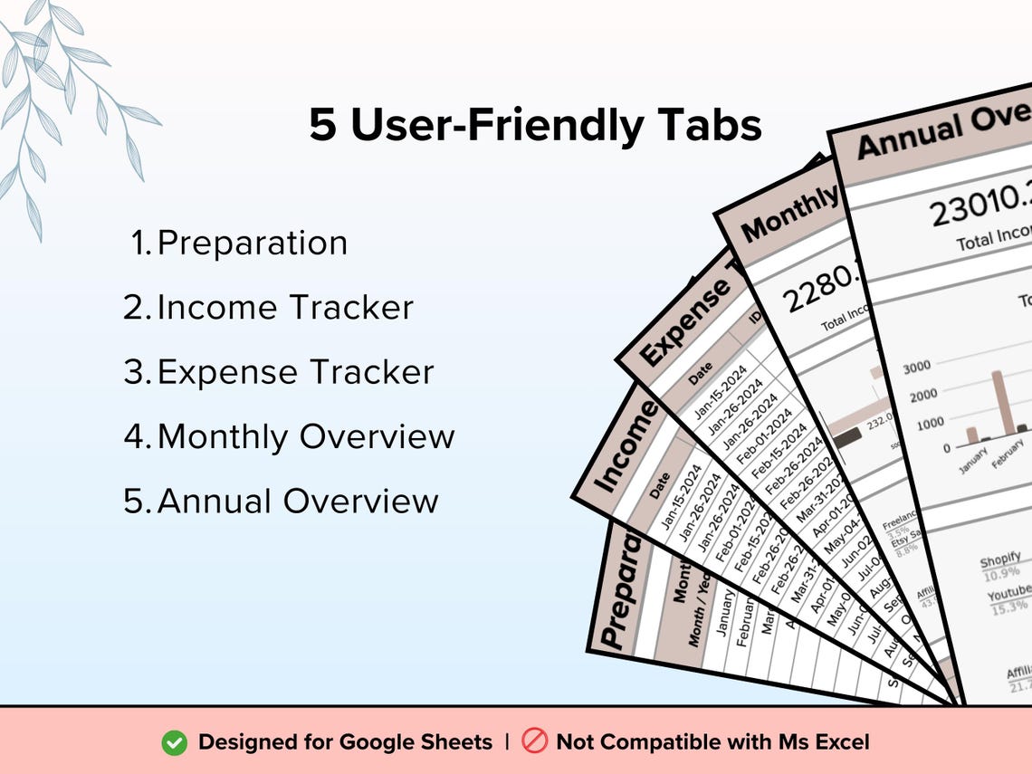 Bookkeeping Google Sheets Income Tracker