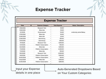 Bookkeeping Google Sheets Income Tracker