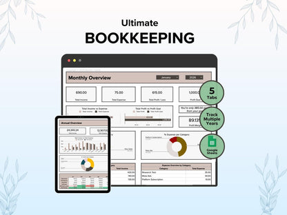 Bookkeeping Google Sheets Income Tracker