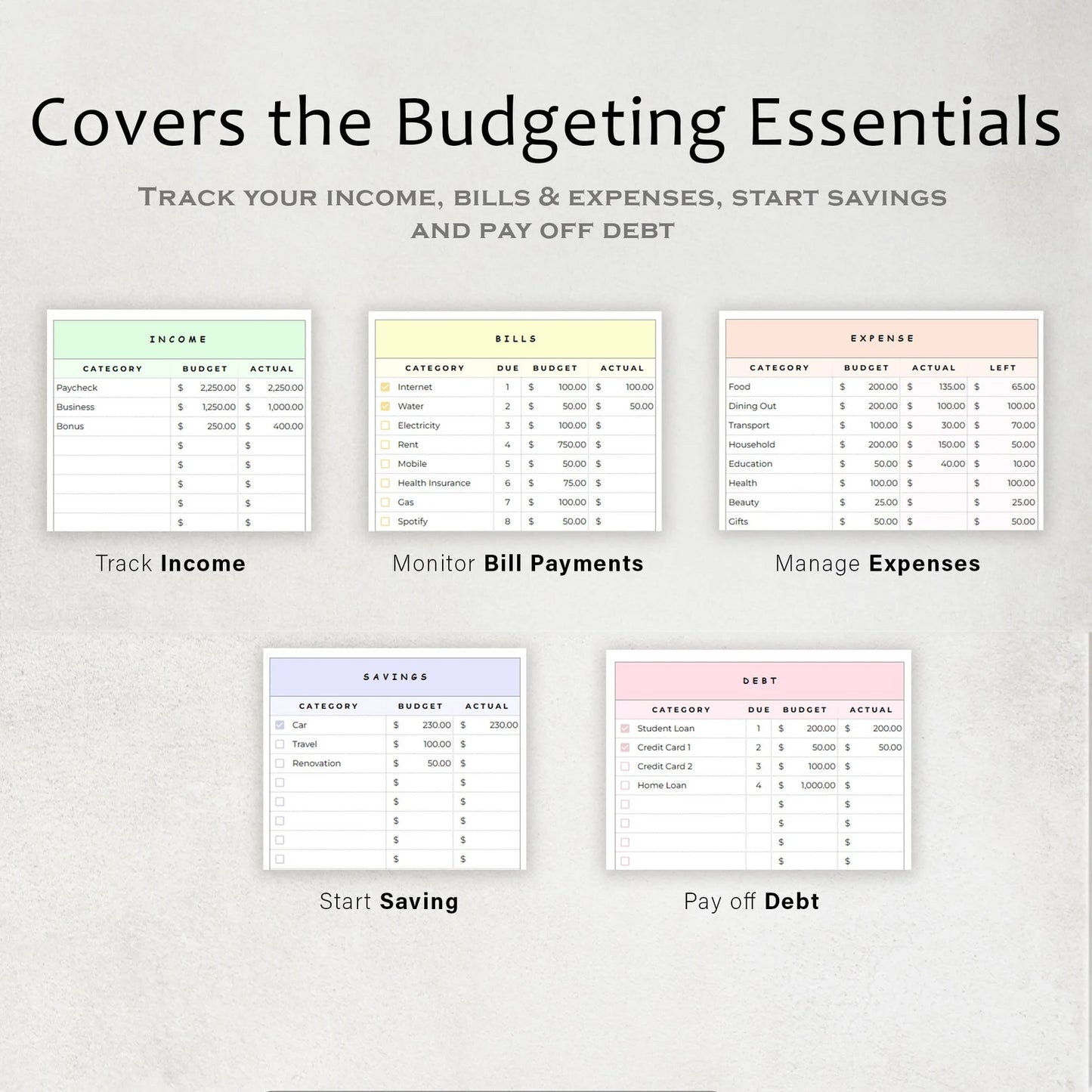 Simple Budget Planner Google Sheet Template